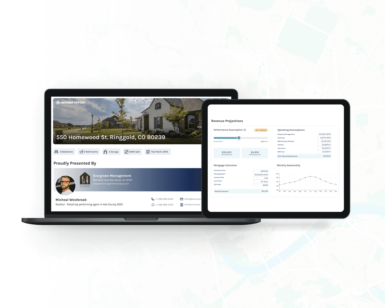Revnest Dashboard on a laptop and tablet